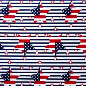  Blue/Red/White Stars Print on Polyester Spandex
