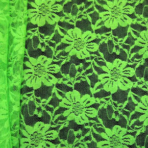  Neon Green Fancy Floral Lace on Nylon Spandex