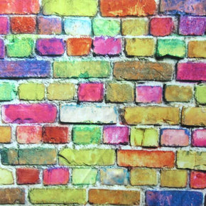 Multi-Color Brick Wall Print on Spandex