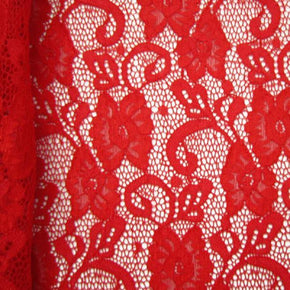  Red Fancy Floral Lace on Nylon Spandex