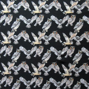 Natural/Black Owl Print on Spandex