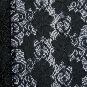  Black Fancy Floral Lace on Nylon Spandex