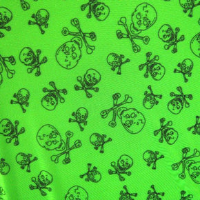  Neon Green Skull Print on Mesh
