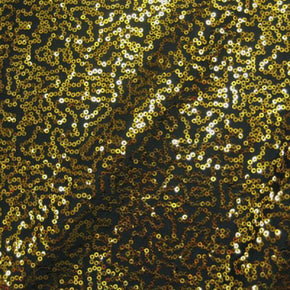  Gold/Black Fancy Squiggle 2mm Sequins on Polyester Spandex