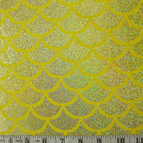  Silver/Yellow Mermaid Holographic Foil on Nylon Spandex