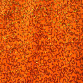  Gold/Orange Shiny Holographic Squiggle 2mm Sequins on Spandex