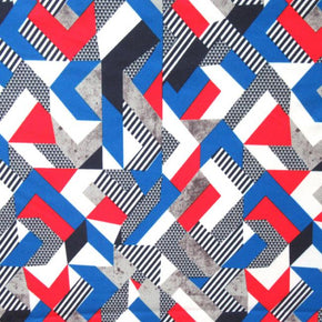 Multi Color Geometric Printed Spandex Fabric