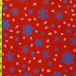  Royal/Red Snowflake Print on Polyester Spandex