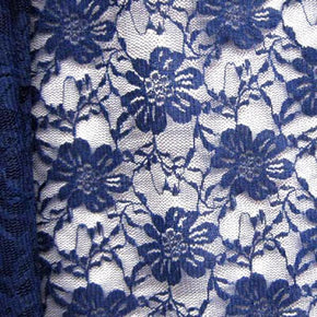  Navy Fancy Floral Lace on Nylon Spandex