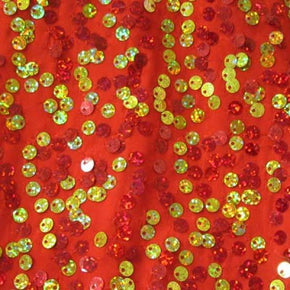 Red/Gold Holographic Sequins on Polyester Spandex