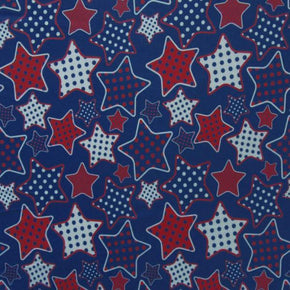  Navy Stars Print on Polyester Spandex