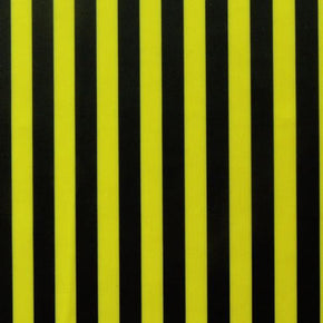  Black/Yellow Matte Vertical .5" Stripe Print on Polyester Spandex