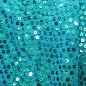  Turquoise Fancy 5mm Sequin on Stretch Mesh