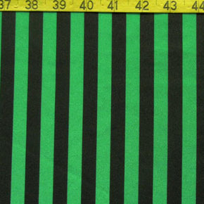 Black/Green Vertical Stripe Print on Spandex