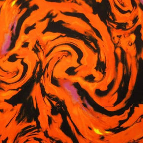  Orange Color Swirl Print on Polyester Spandex