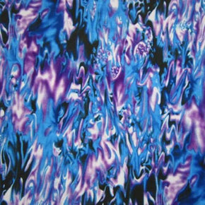 Blue Flames Print on Polyester Spandex
