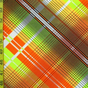  Neon Lime/Orange Warped Argyle Print on Nylon Spandex