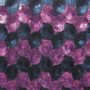  Violet/Navy/Black Rigid Sequins on Polyester Mesh