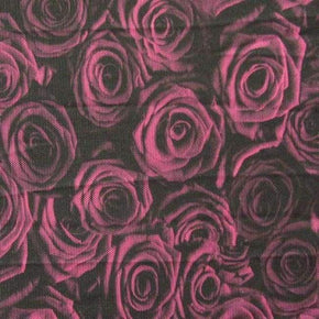 Multi-Colored Roses Print on Polyester Mesh