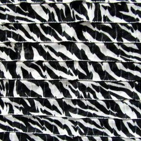  Black/White Ruffle Print on Polyester Spandex