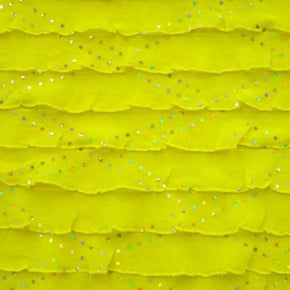  Lemon Yellow Holographic Ruffle Metallic Foil on Polyester Spandex
