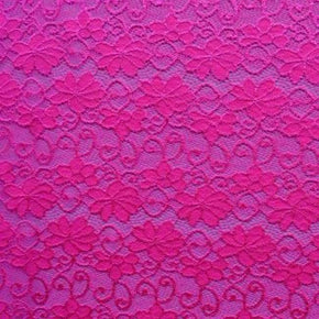  Hot Pink Fancy Floral Lace on Nylon Spandex