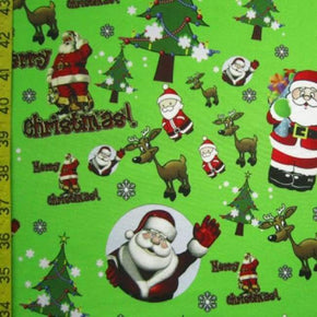Multi-Colored Santa Print on Polyester Spandex
