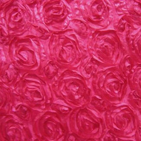  Fuchsia Roses Embroidery on Satin