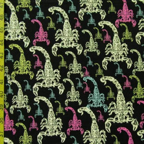 Multi-Colored Scorpions Print on Polyester Spandex