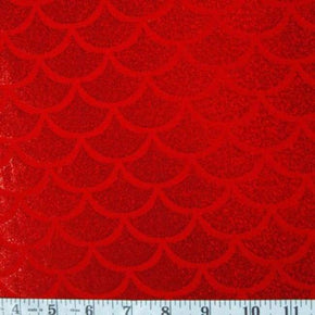  Red Mermaid Holographic Foil on Nylon Spandex