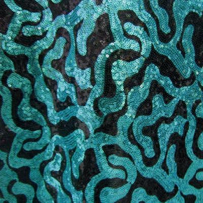  Turquoise Fancy 3mm Sequins on Polyester Mesh