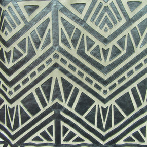  Black/Nude Geometric Pleather Patch On Mesh Fabric