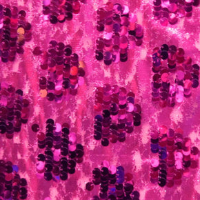 Fuchsia Sequin Foil On Mesh Fabric