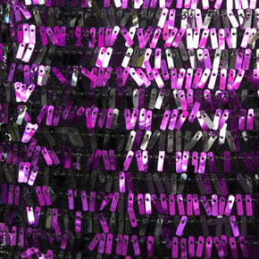Black/Purple Rectangle Sequin On Mesh Fabric