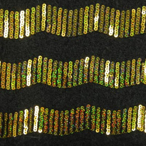 Gold/Black Holographic Sequins On Mesh Fabric