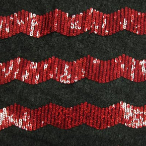 Red/Black Holographic Sequins On Mesh Fabric