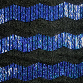 Royal/Black Holographic Sequins On Mesh Fabric
