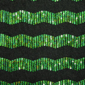 Green/Black Holographic Sequins On Mesh Fabric