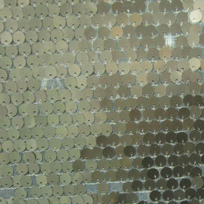 Silver Holographic Sequins On Mesh Fabric