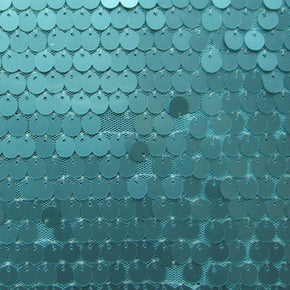 Turquoise Sequins On Mesh Fabric