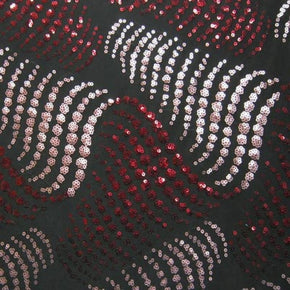 Red/Pink Sequins On Spandex Fabric