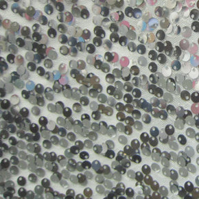 Gunmetal/White Sequins On Mesh Fabric