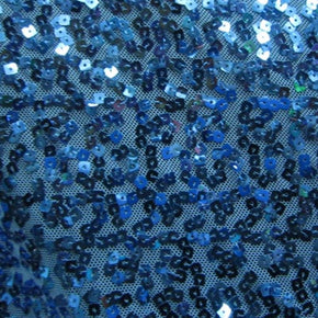Dark Blue Sequins On Mesh Fabric