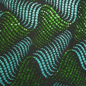 Turquoise/Green Sequins On Spandex Fabric
