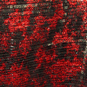 Red/Black Sequin Foil On Mesh Fabric