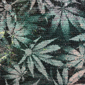 Brown/Black 2Mm Sequin Marijuana Print On Mesh Fabric