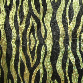 Gold/Black Sequin On Mesh Fabric