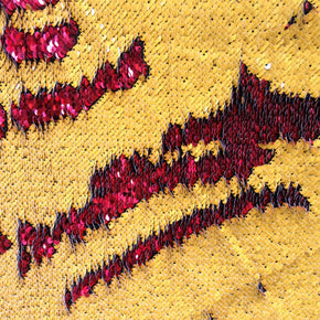 Red/Yellow 5Mm Reversable Fish scale Sequin  On Spandex(Heavy) Fabric