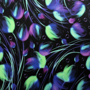 Purple/Black Flower Print Fabric