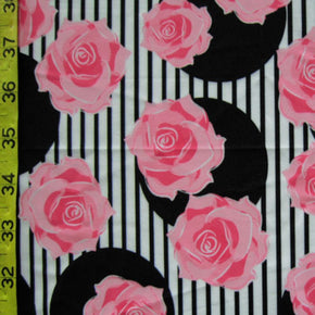 Pink/Black/White Flower Print Fabric